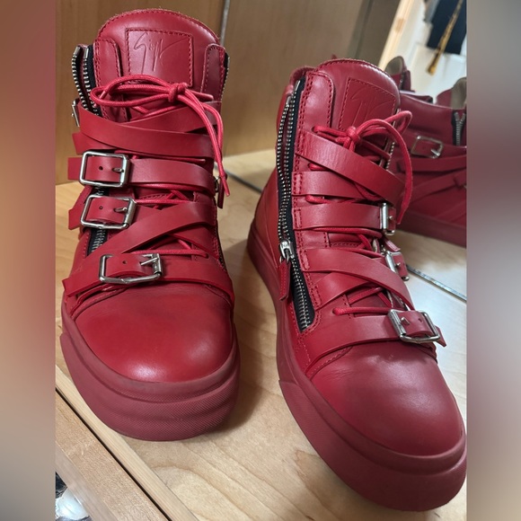 Giuseppe Zanotti Other - Red leather Giuseppe Shoes with silver straps.